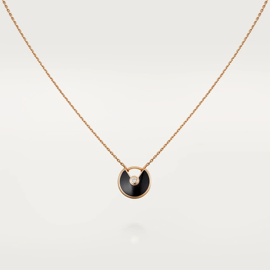 [Topon Jewelry]AMULETTE ROSE GOLD ONYX NECKLACE