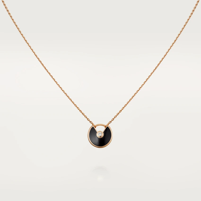 [Topon]AMULETTE ROSE GOLD ONYX NECKLACE