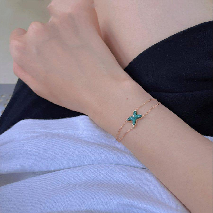 [Topon Jewelry]JEUX BRACELET MALACHITE PINK GOLD 1 DIAMOND