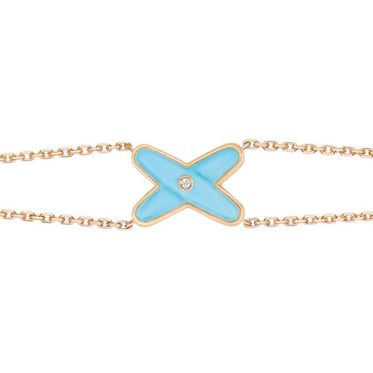 [Topon Jewelry]JEUX BRACELET TURQUOISE PINK GOLD 1 DIAMOND