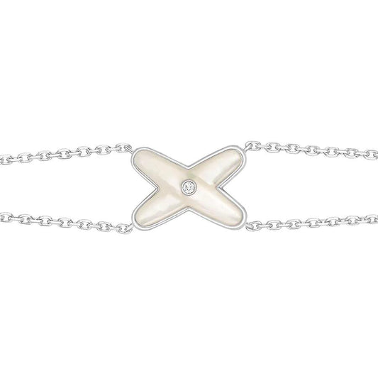 [Topon Jewelry]JEUX BRACELET WHITE MOP SILVER 1 DIAMOND