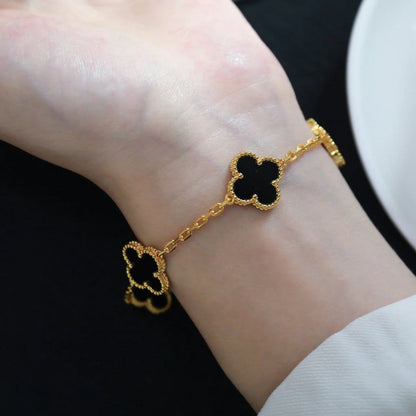 [Topon Jewelry]CLOVER  5 MOTIFS BLACK ONYX BRACELET