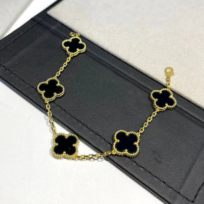 [Topon Jewelry]CLOVER  5 MOTIFS BLACK ONYX BRACELET