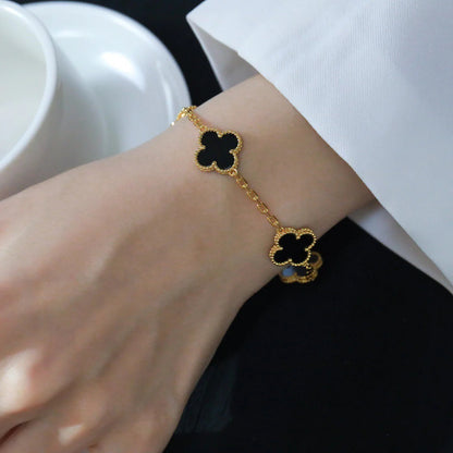 [Topon Jewelry]CLOVER  5 MOTIFS BLACK ONYX BRACELET