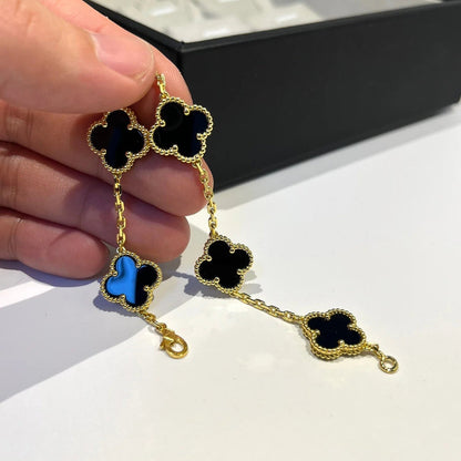 [Topon Jewelry]CLOVER  5 MOTIFS BLACK ONYX BRACELET