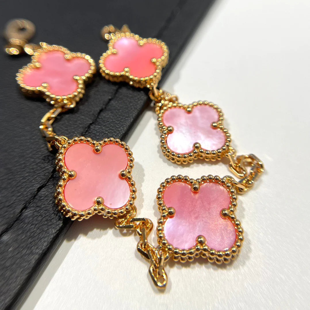 [Topon Jewelry]CLOVER 5 PINK MOP BRACELET