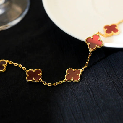 [Topon Jewelry]CLOVER 5 MOTIFS RED AGATE  BRACELET