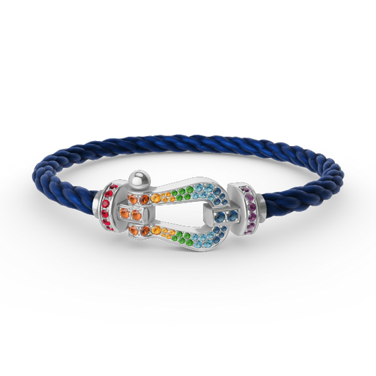 [Topon]FORC LARGE HORSESHOE  COLORED DIAMOND BRACELET SILVER