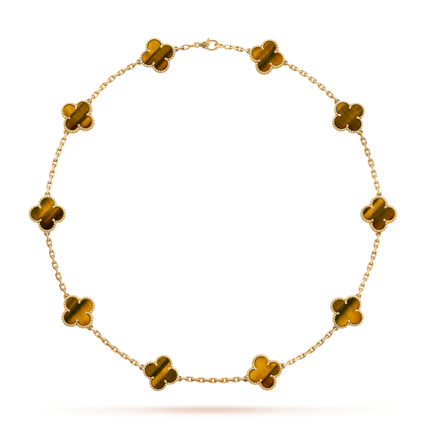 [Topon]CLOVER 10 MOTIFS TIGER EYE NECKLACE