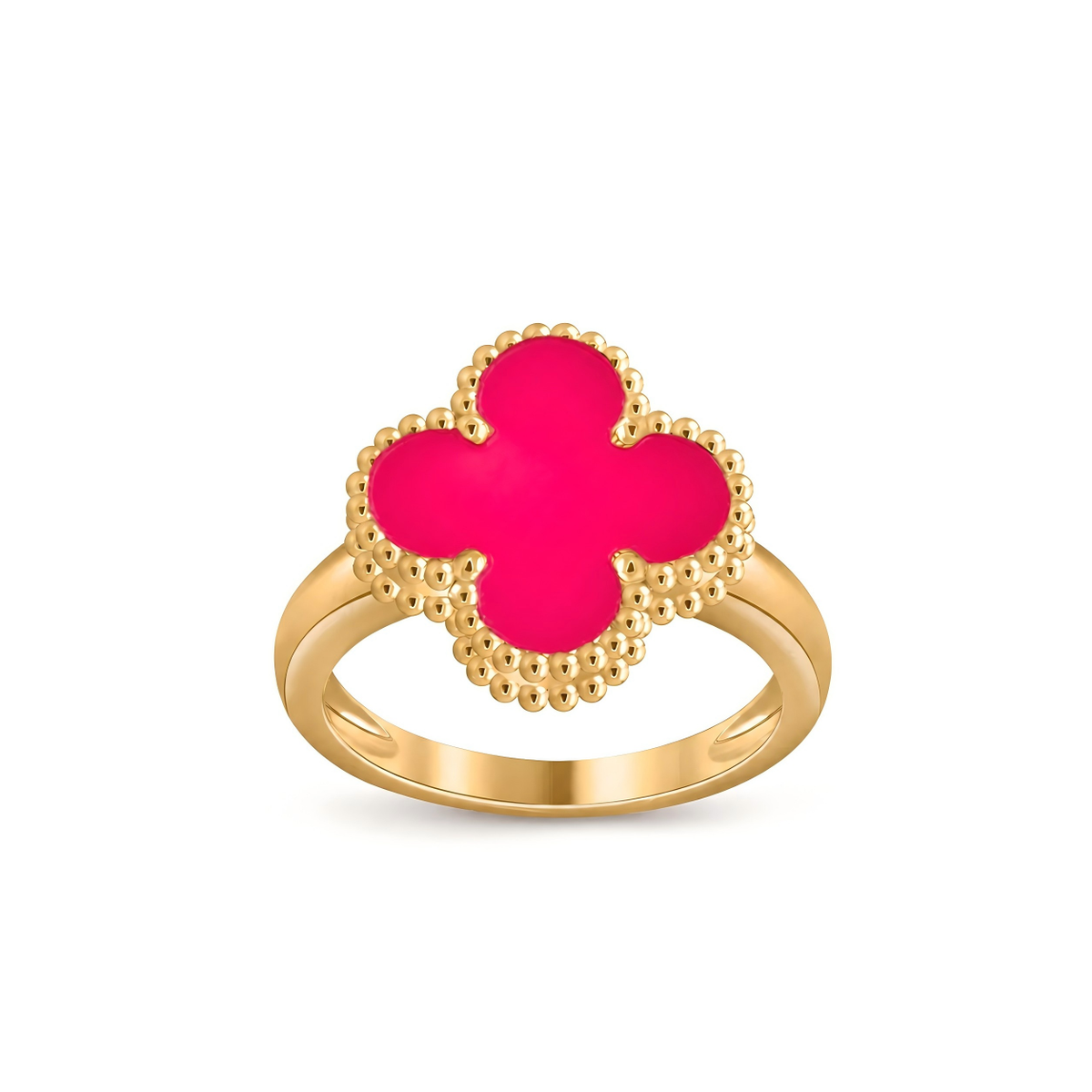 [TOPON]NEW CLOVER PINK ENAMEL RINGS