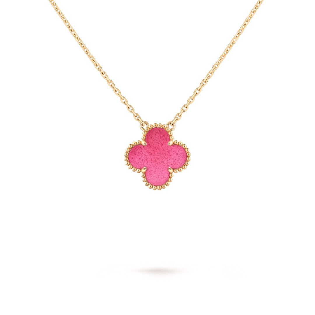 [TOPON] NEW CLOVER 15MM PINK ENAMEL NECKLACE