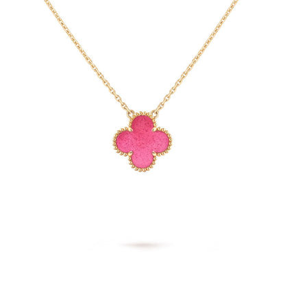[TOPON] NEW CLOVER 15MM PINK ENAMEL NECKLACE