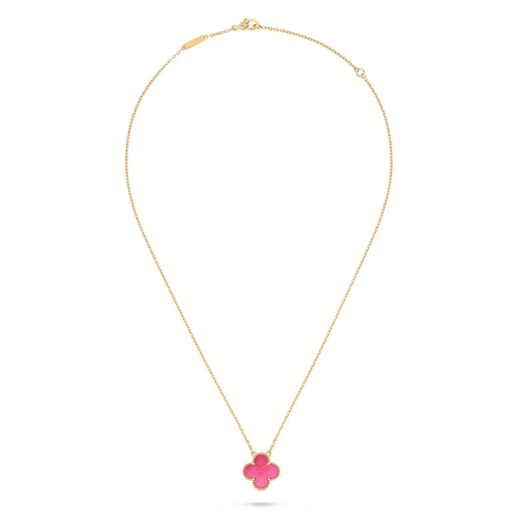 [TOPON] NEW CLOVER 15MM PINK ENAMEL NECKLACE