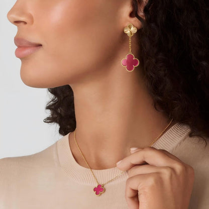 [TOPON] NEW CLOVER 15MM PINK ENAMEL NECKLACE