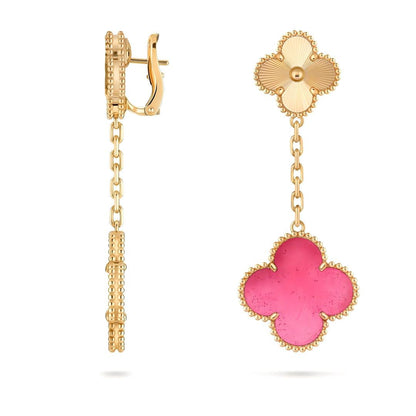 [TOPON]NEW CLOVER 2 MOTIF PINK ENAMEL EARRINGS