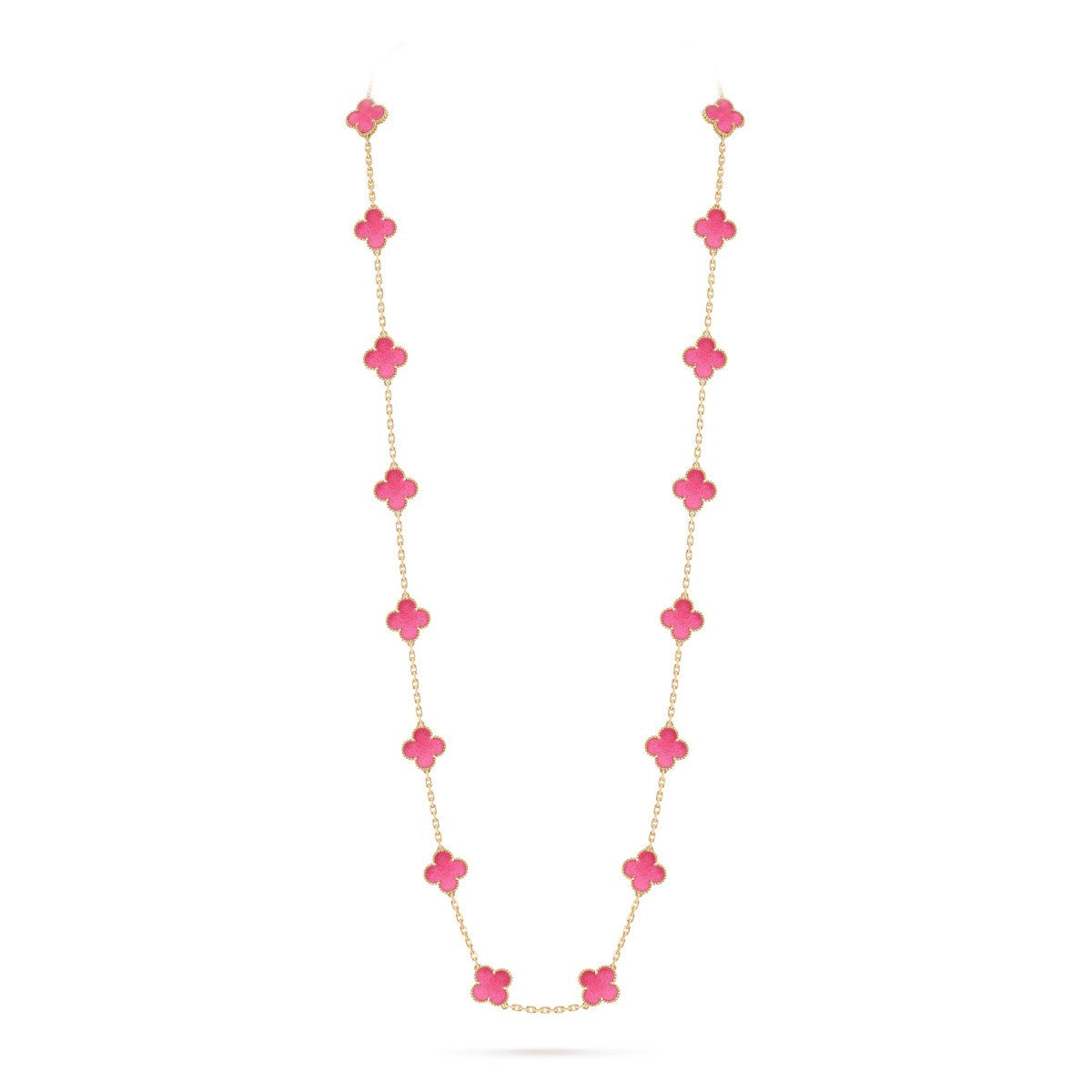 [TOPON] NEW CLOVER 20 MOTIFS PINK ENAMEL NECKLACE