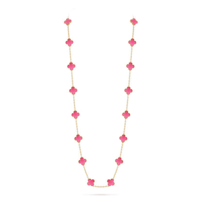 [TOPON] NEW CLOVER 20 MOTIFS PINK ENAMEL NECKLACE