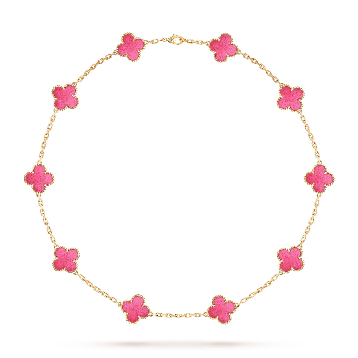 [TOPON]NEW CLOVER 10 MOTIFS PINK ENAMEL NECKLACE