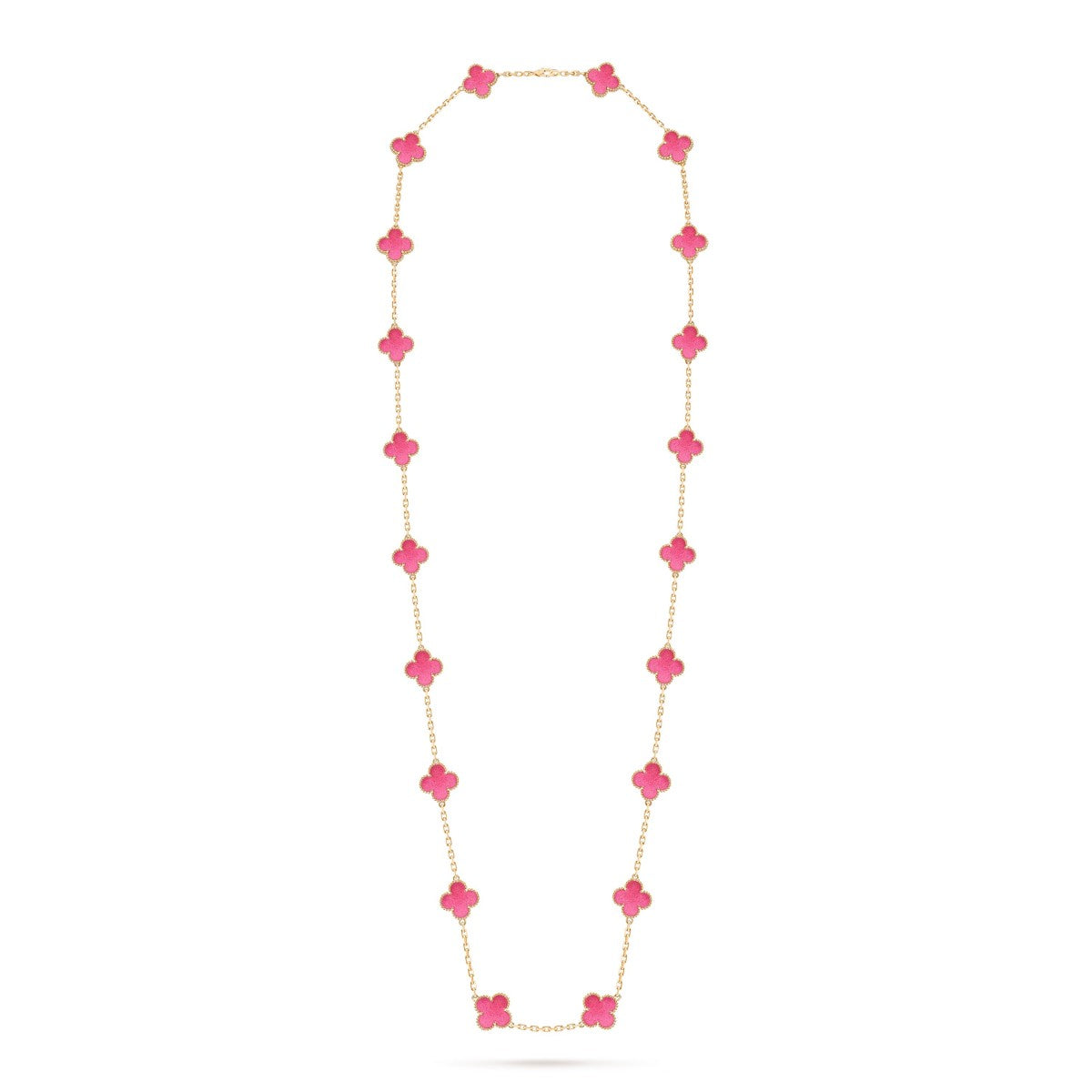 [TOPON] NEW CLOVER 20 MOTIFS PINK ENAMEL NECKLACE