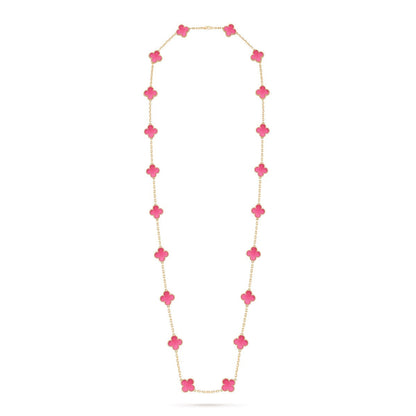 [TOPON] NEW CLOVER 20 MOTIFS PINK ENAMEL NECKLACE