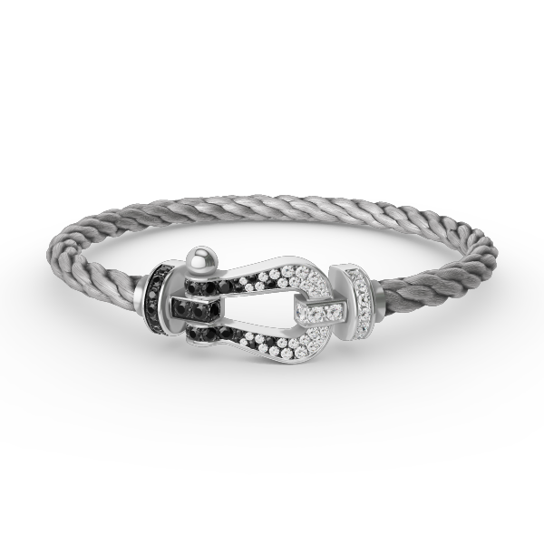 [Topon Jewelry]FORCE LARGE HORSESHOE BLACK WHITE DIAMOND BRACELET SILVER