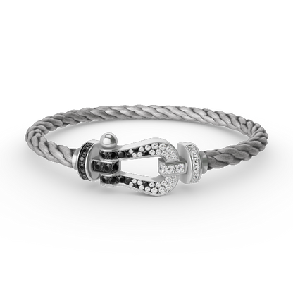 [Topon Jewelry]FORCE LARGE HORSESHOE BLACK WHITE DIAMOND BRACELET SILVER