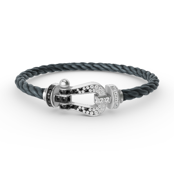 [Topon Jewelry]FORCE LARGE HORSESHOE BLACK WHITE DIAMOND BRACELET SILVER