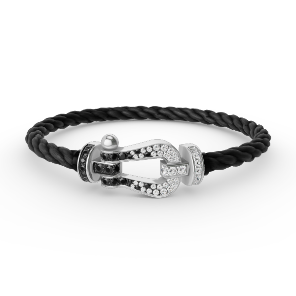 [Topon Jewelry]FORCE LARGE HORSESHOE BLACK WHITE DIAMOND BRACELET SILVER