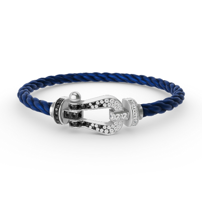 [Topon]FORCE LARGE HORSESHOE BLACK WHITE DIAMOND BRACELET SILVER