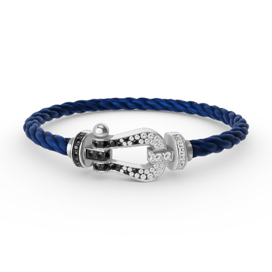 [Topon]FORCE LARGE HORSESHOE BLACK WHITE DIAMOND BRACELET SILVER