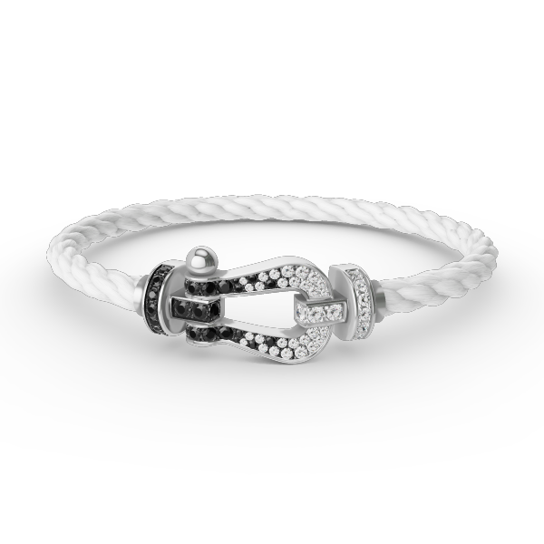 [Topon Jewelry]FORCE LARGE HORSESHOE BLACK WHITE DIAMOND BRACELET SILVER