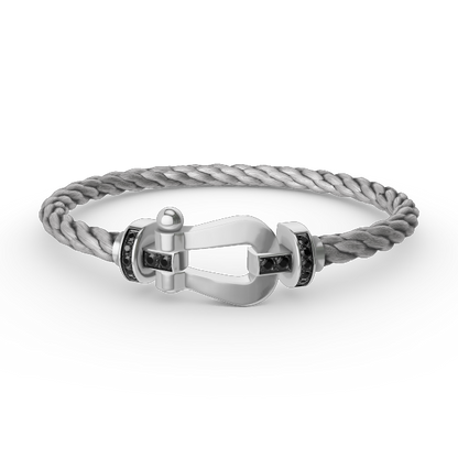 [Topon]FORCE LARGE HORSESHOE BLACK DIAMOND BRACELET SILVER