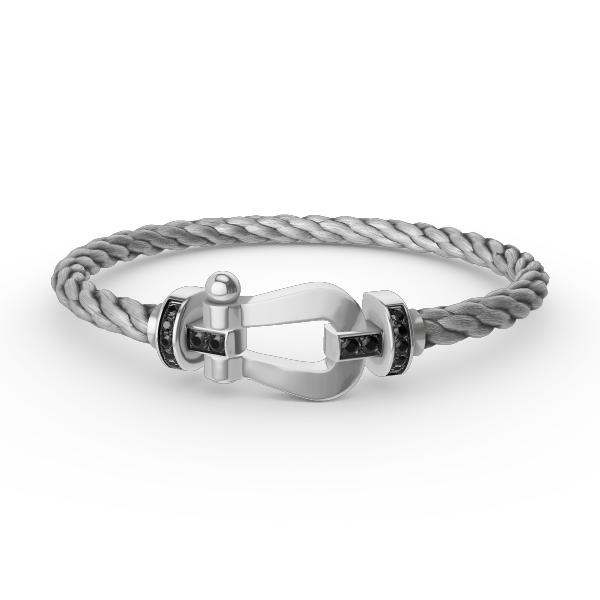 [Topon Jewelry]FORCE LARGE HORSESHOE BLACK DIAMOND BRACELET SILVER