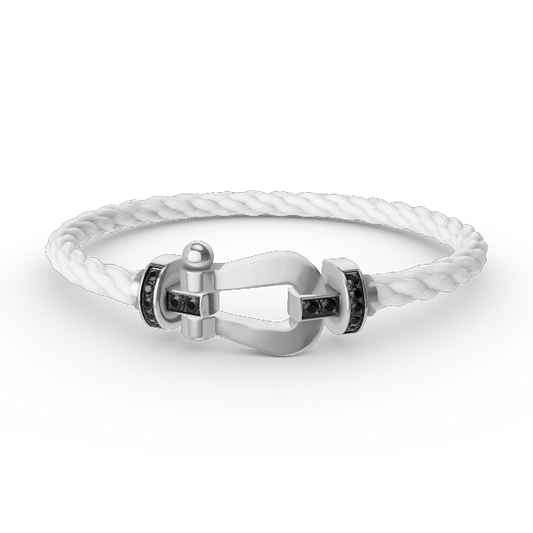 [Topon Jewelry]FORCE LARGE HORSESHOE BLACK DIAMOND BRACELET SILVER