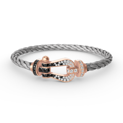 [Topon Jewelry]FORCE LARGE HORSESHOE BLACK WHITE DIAMOND BRACELET ROSE GOLD