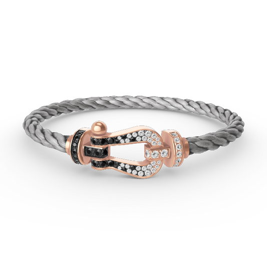 [Topon Jewelry]FORCE LARGE HORSESHOE BLACK WHITE DIAMOND BRACELET ROSE GOLD