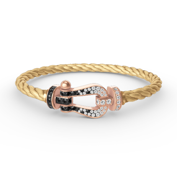 [Topon Jewelry]FORCE LARGE HORSESHOE BLACK WHITE DIAMOND BRACELET ROSE GOLD