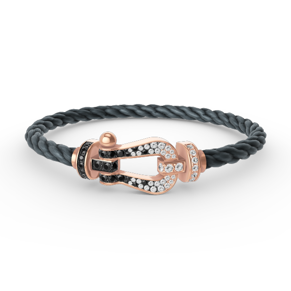 [Topon Jewelry]FORCE LARGE HORSESHOE BLACK WHITE DIAMOND BRACELET ROSE GOLD