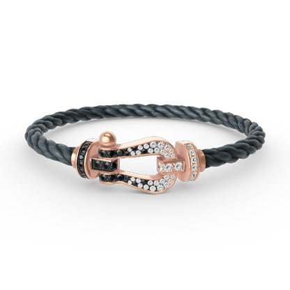 [Topon Jewelry]FORCE LARGE HORSESHOE BLACK WHITE DIAMOND BRACELET ROSE GOLD