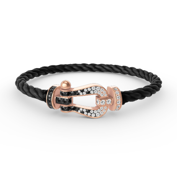 [Topon Jewelry]FORCE LARGE HORSESHOE BLACK WHITE DIAMOND BRACELET ROSE GOLD