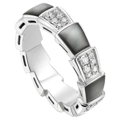 [Topon Jewelry]SERPENTI RING SILVER DIAMOND BLACK MOP 4MM