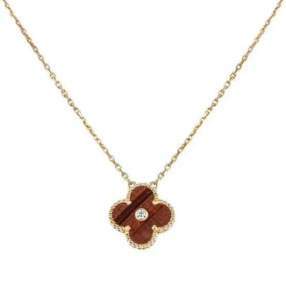 [Topon]CLOVER 15MM DIAMOND AND YELLOW TIGER'S EYE AGATE necklace