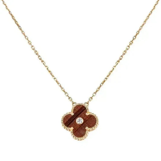 [Topon]CLOVER 15MM DIAMOND AND YELLOW TIGER'S EYE AGATE necklace