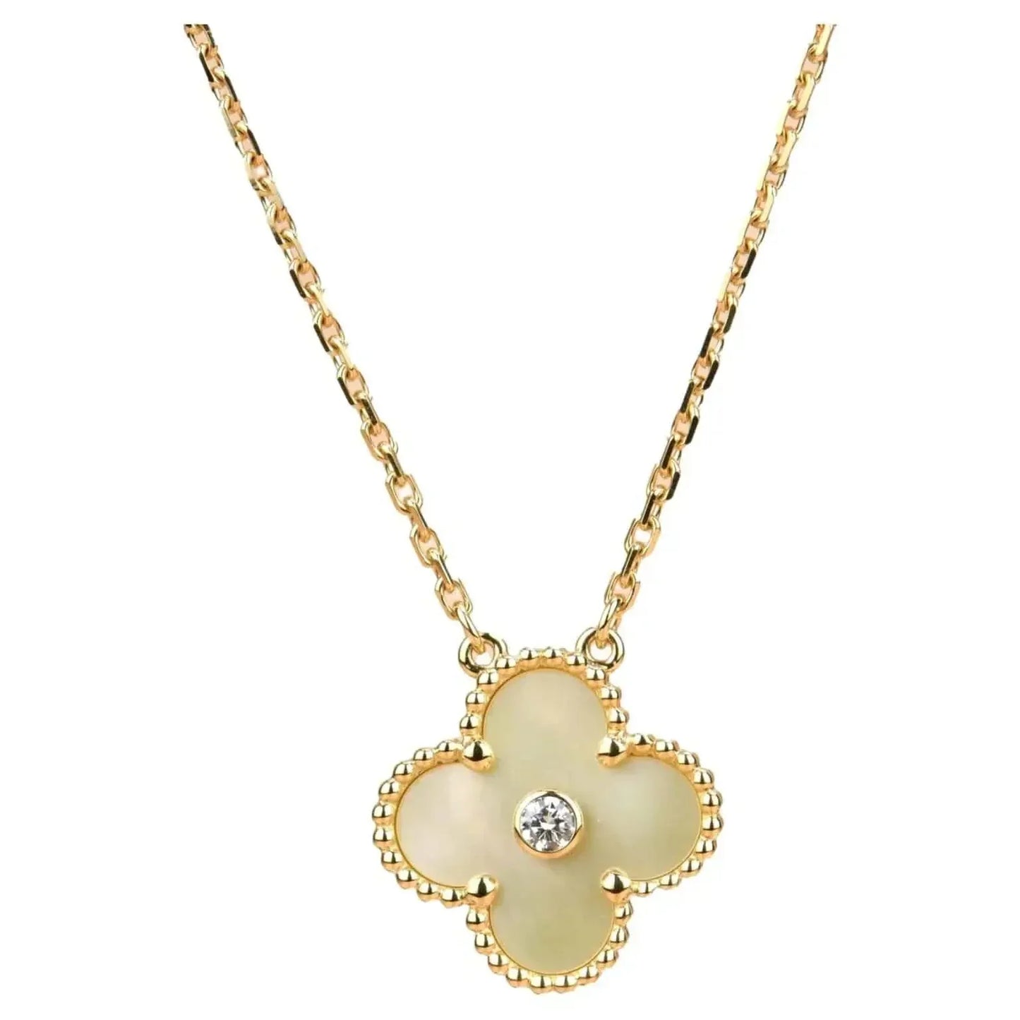 [Topon Jewelry]CLOVER 15MM DIAMOND GOLD MOTHER OF PEARL NECKLACE