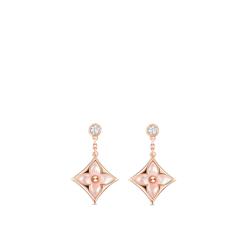 [Topon]DOUBLE STAR PINK GOLD MOP DROP EARRINGS