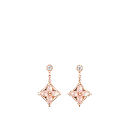 [Topon]DOUBLE STAR PINK GOLD MOP DROP EARRINGS