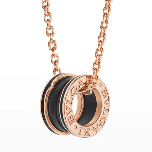 [Topon Jewelry]ZERO 1 BLACK CERAMIC PINK GOLD NECKLACE