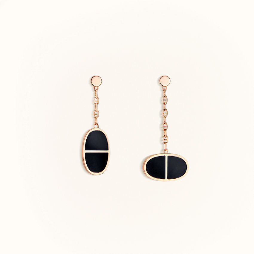 [Topon Jewelry]CHAINE VERSO BLACK CERAMIC EARRINGS