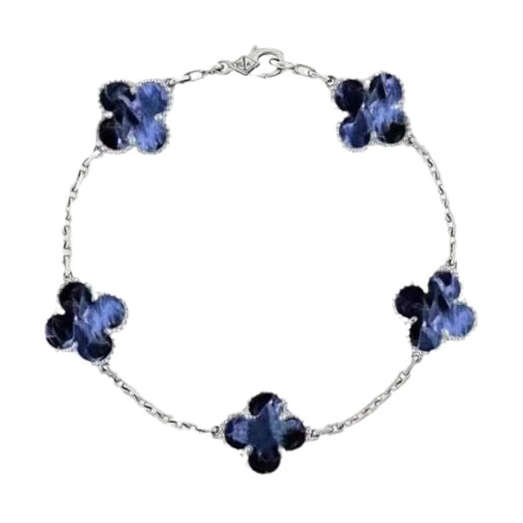 [Topon Jewelry]CLOVER 5 MOTIF PIETERSITE SILVER BRACELET