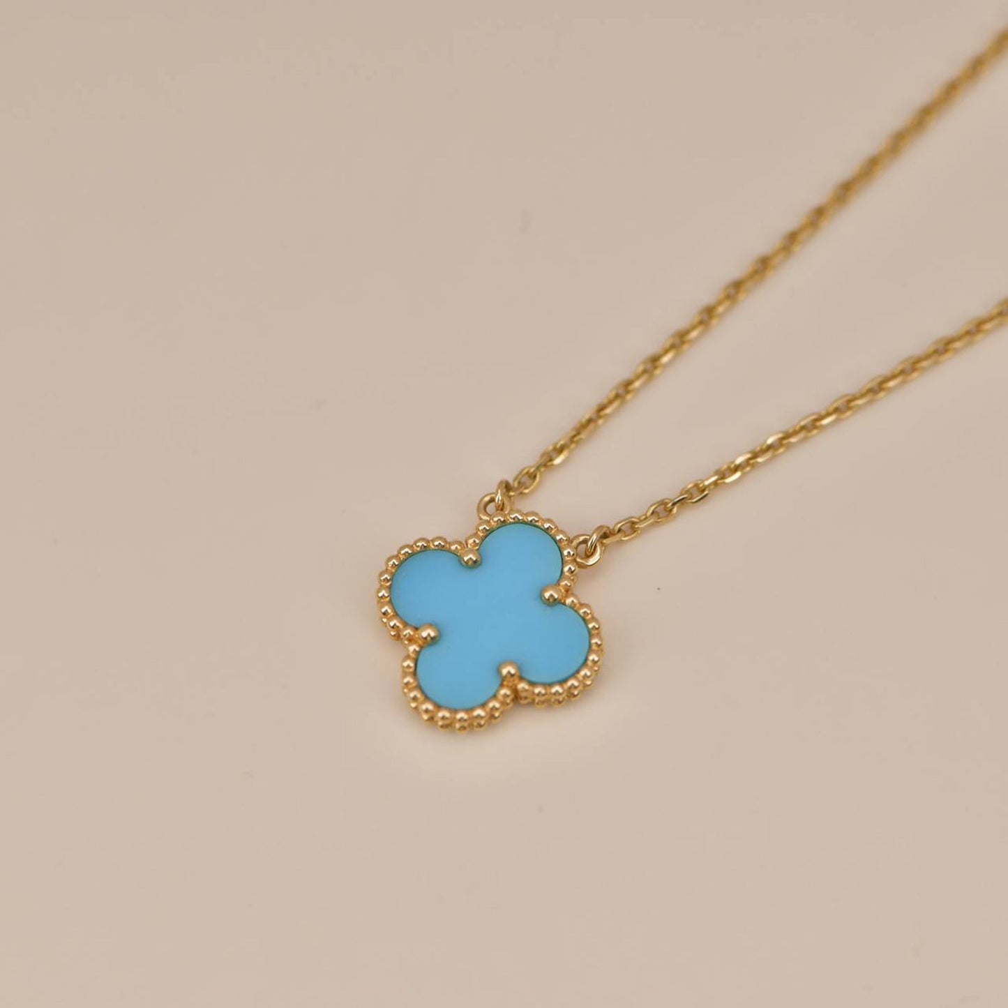 [Topon Jewelry]CLOVER 15MM VINTAGE TURQUOISE NECKLACE